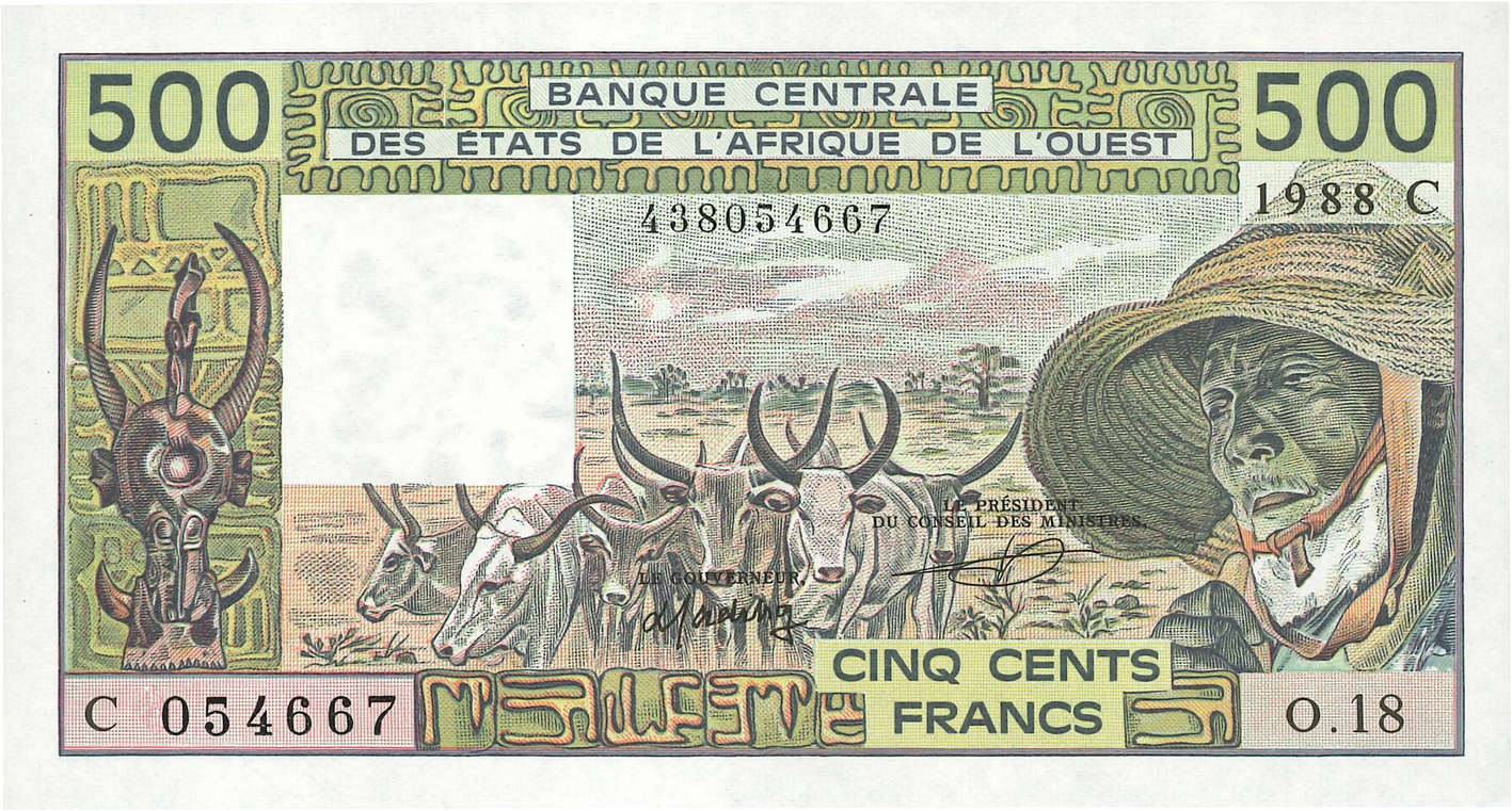 500 Francs ESTADOS DEL OESTE AFRICANO  1988 P.306Ca SC+