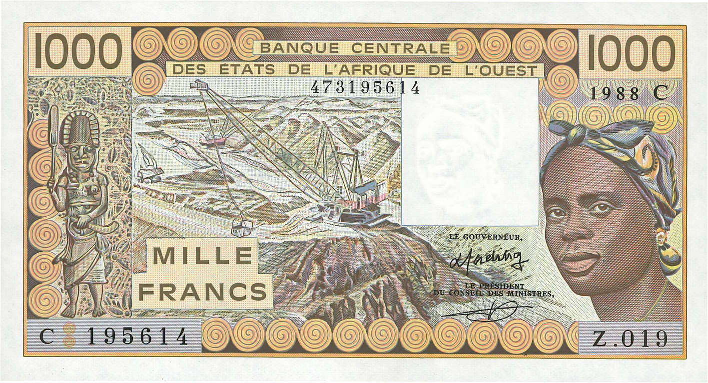 1000 Francs STATI AMERICANI AFRICANI  1988 P.307Ca SPL+
