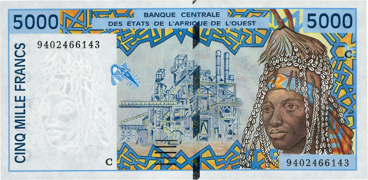 5000 Francs ESTADOS DEL OESTE AFRICANO  1994 P.313Cc SC+