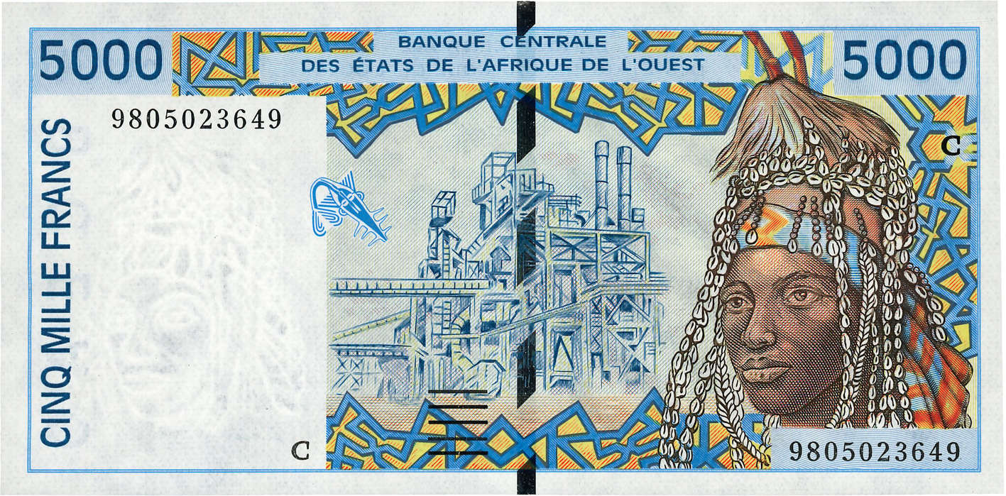 5000 Francs STATI AMERICANI AFRICANI  1998 P.313Cg FDC