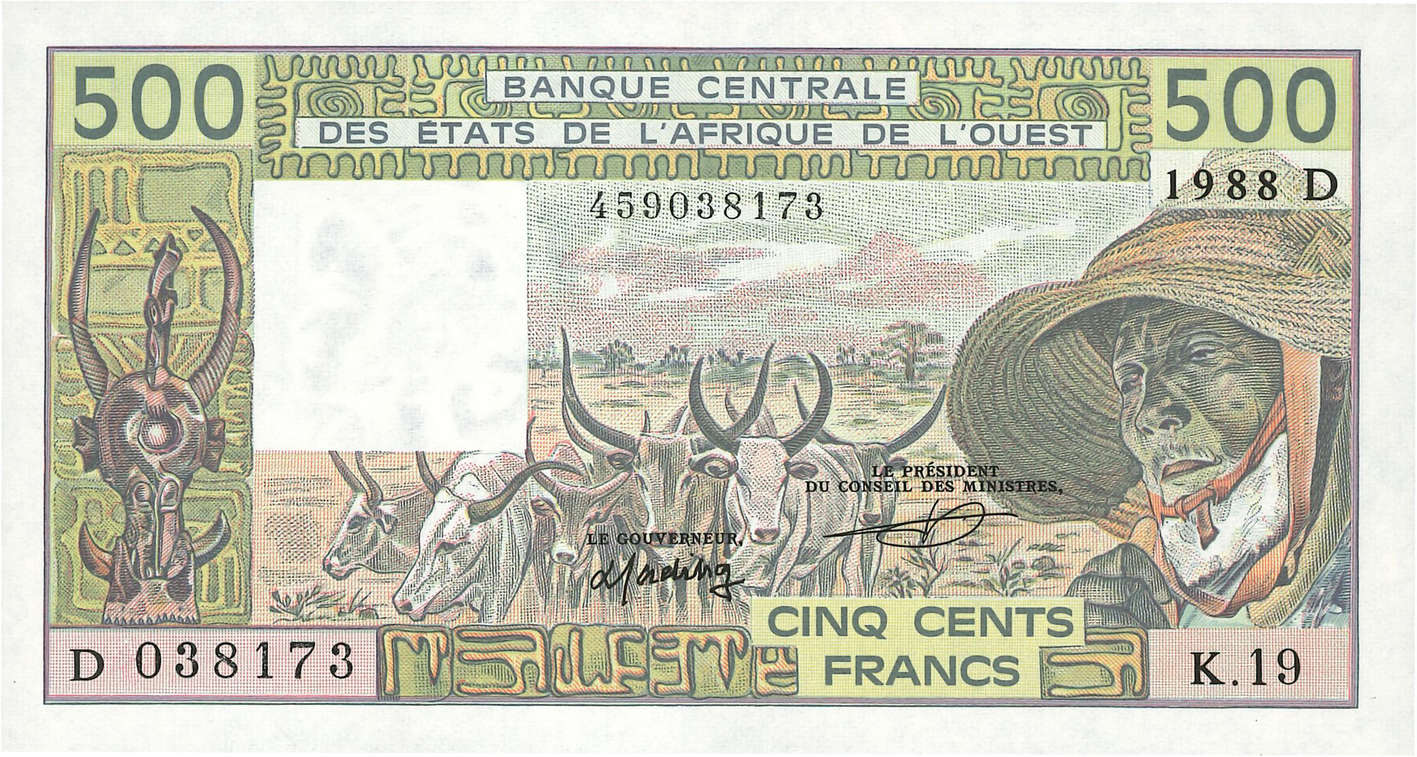 500 Francs ÉTATS DE L AFRIQUE DE L OUEST  1988 P.405Da NEUF