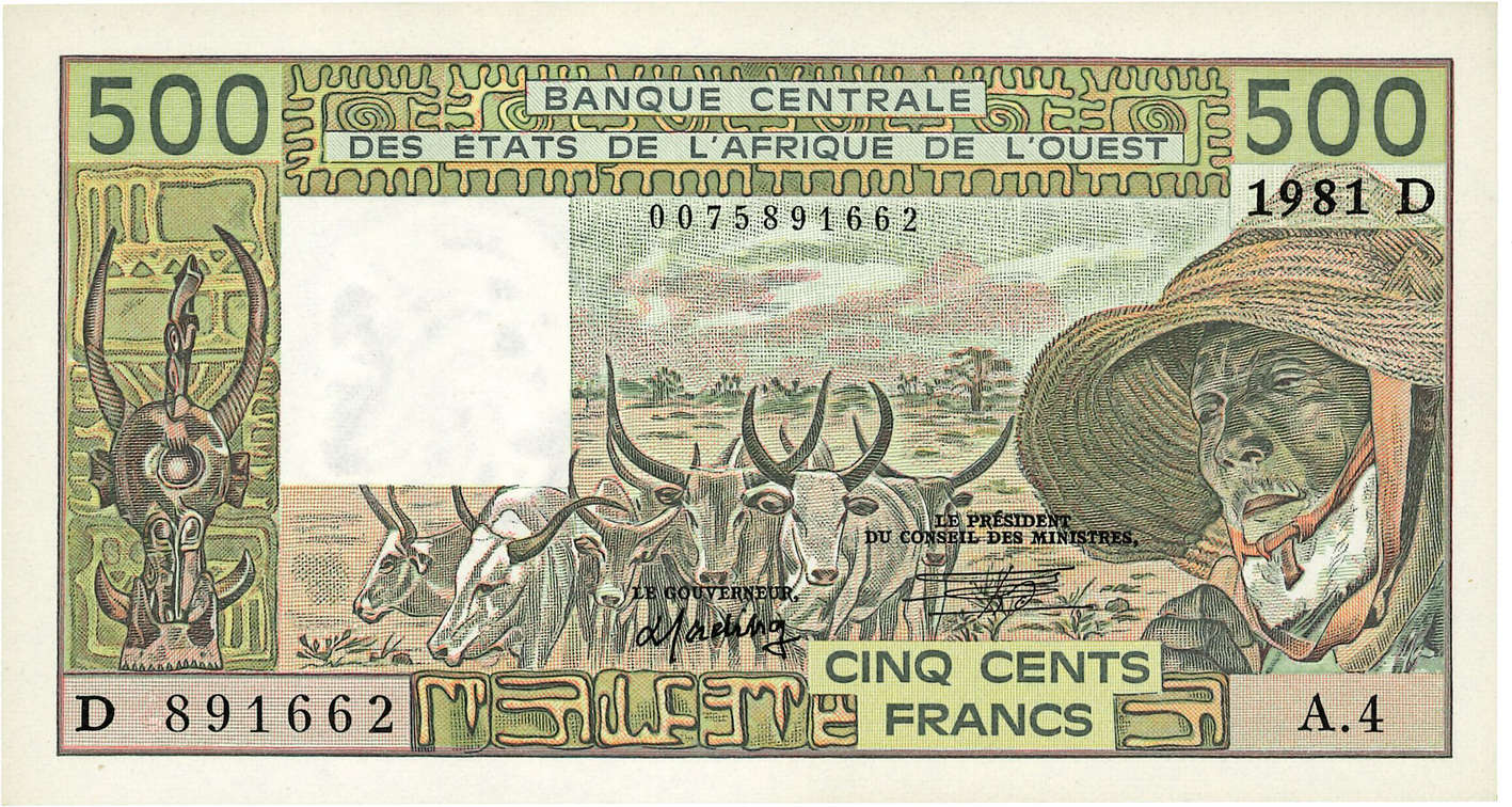 500 Francs ESTADOS DEL OESTE AFRICANO  1981 P.405Db FDC