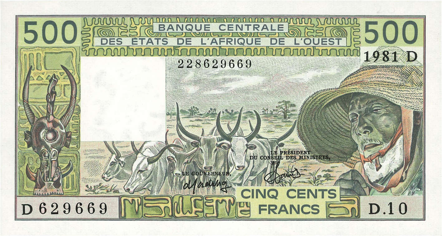500 Francs STATI AMERICANI AFRICANI  1981 P.405Dc q.FDC