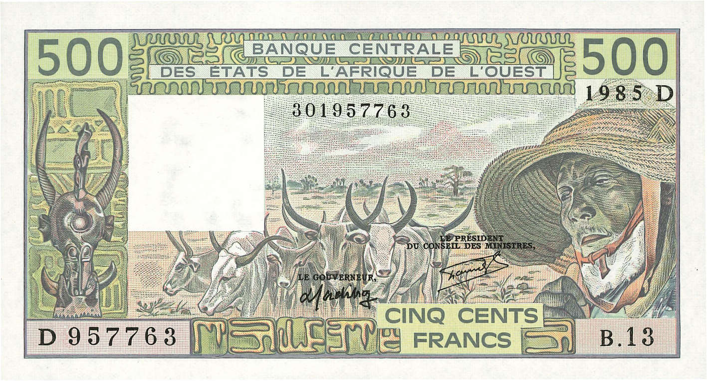 500 Francs ÉTATS DE L AFRIQUE DE L OUEST  1985 P.405De NEUF