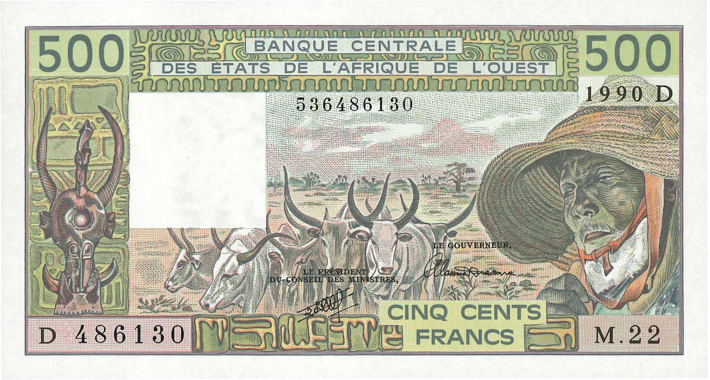 500 Francs ESTADOS DEL OESTE AFRICANO  1990 P.405Di FDC