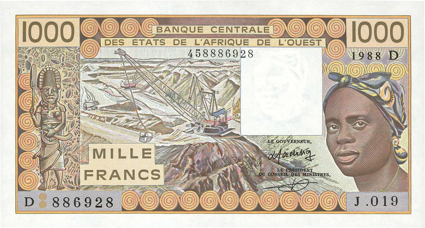 1000 Francs ÉTATS DE L AFRIQUE DE L OUEST  1988 P.406Da NEUF