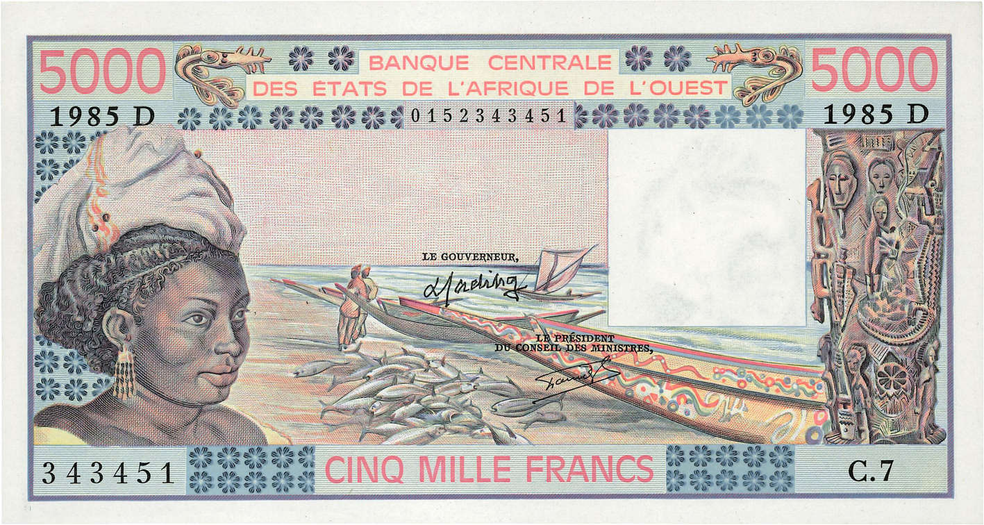 5000 Francs WEST AFRIKANISCHE STAATEN  1985 P.407Df fST