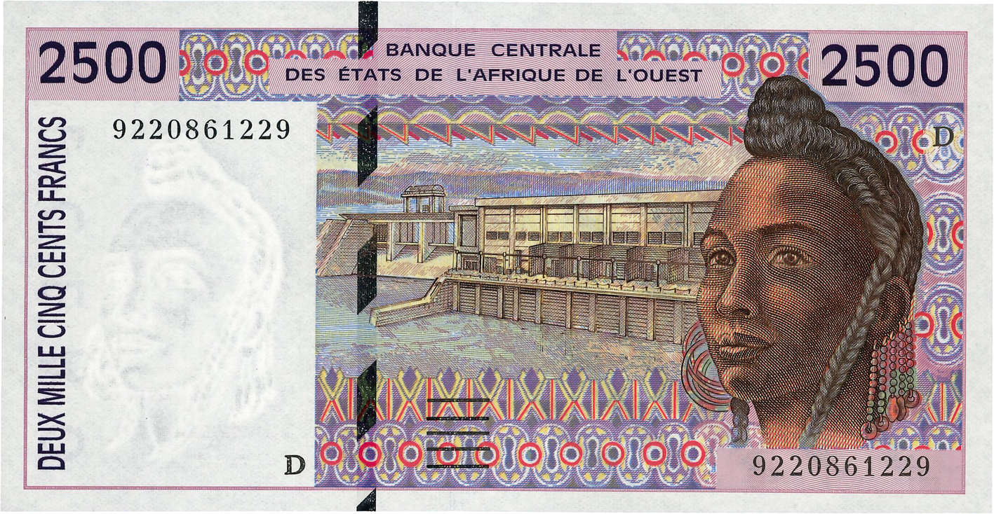 2500 Francs ESTADOS DEL OESTE AFRICANO  1992 P.412Da FDC