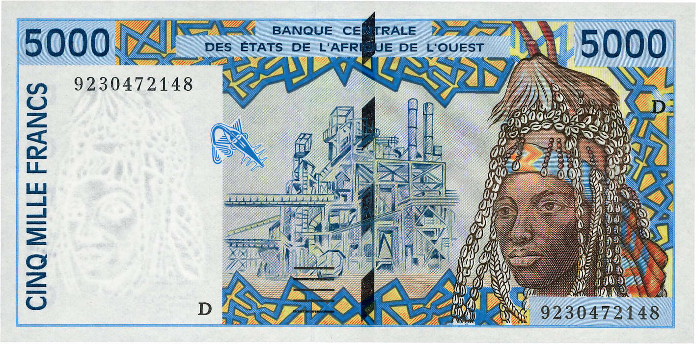 5000 Francs WEST AFRIKANISCHE STAATEN  1992 P.413Da ST
