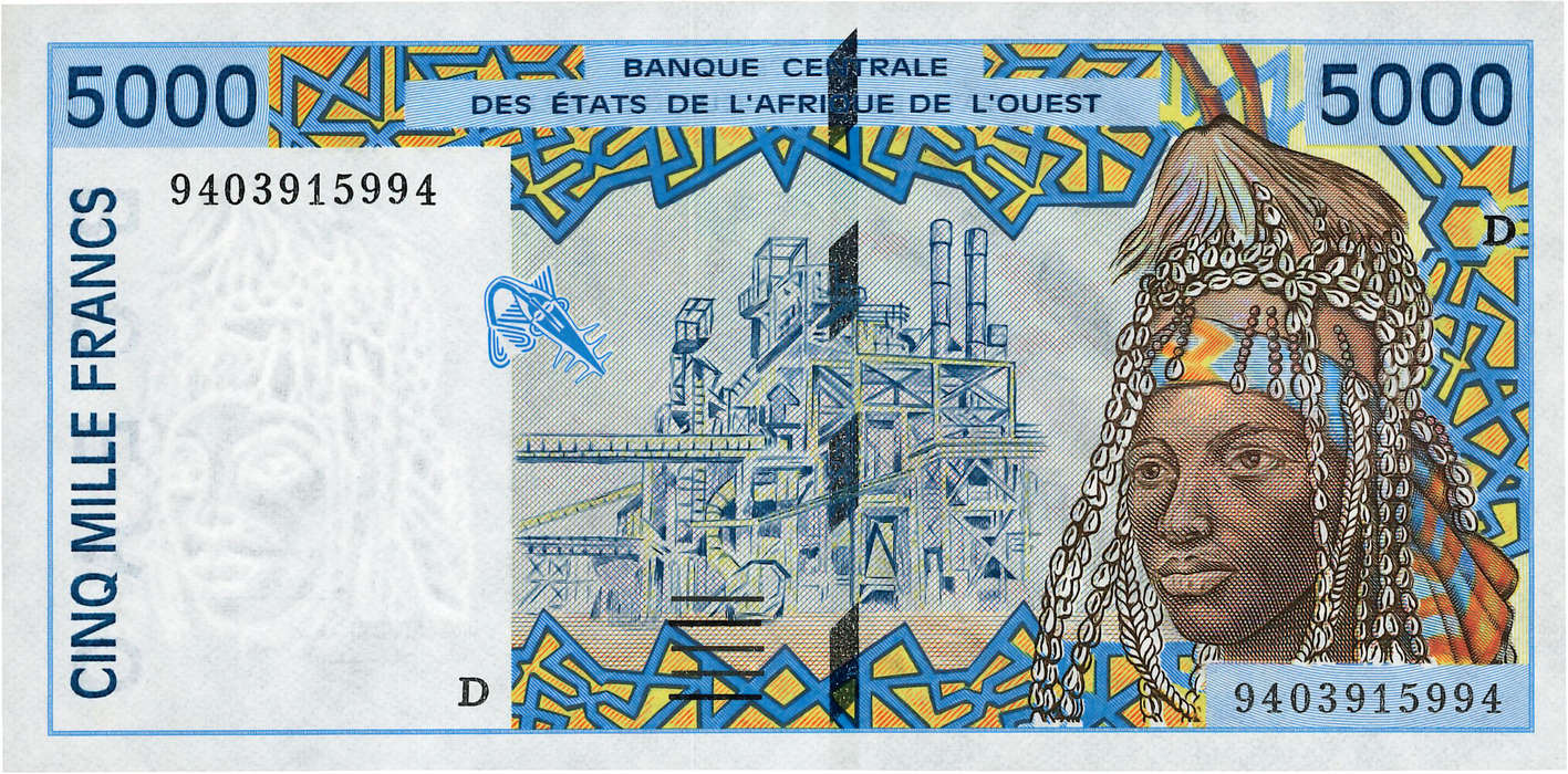 5000 Francs WEST AFRIKANISCHE STAATEN  1994 P.413Db ST