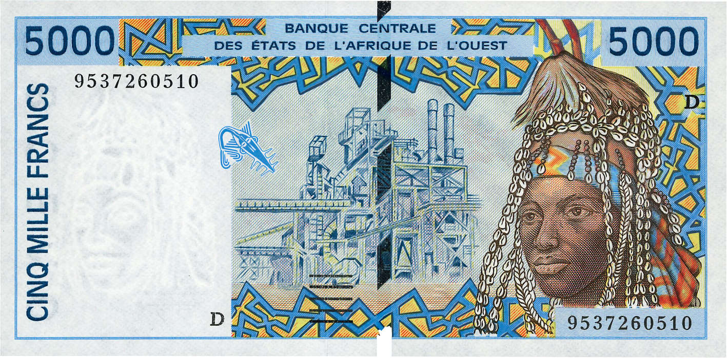 5000 Francs ESTADOS DEL OESTE AFRICANO  1995 P.413Dc FDC
