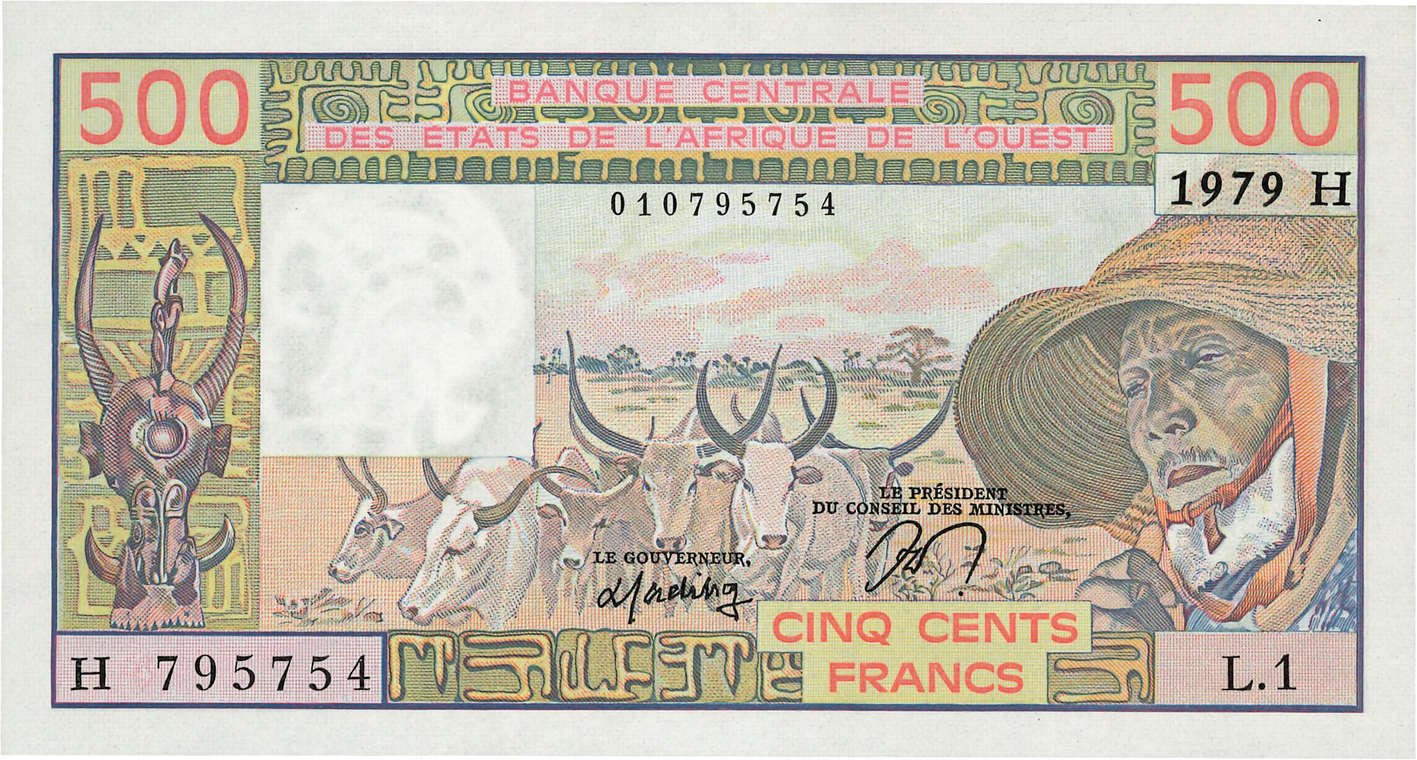 500 Francs STATI AMERICANI AFRICANI  1979 P.605Ha q.FDC