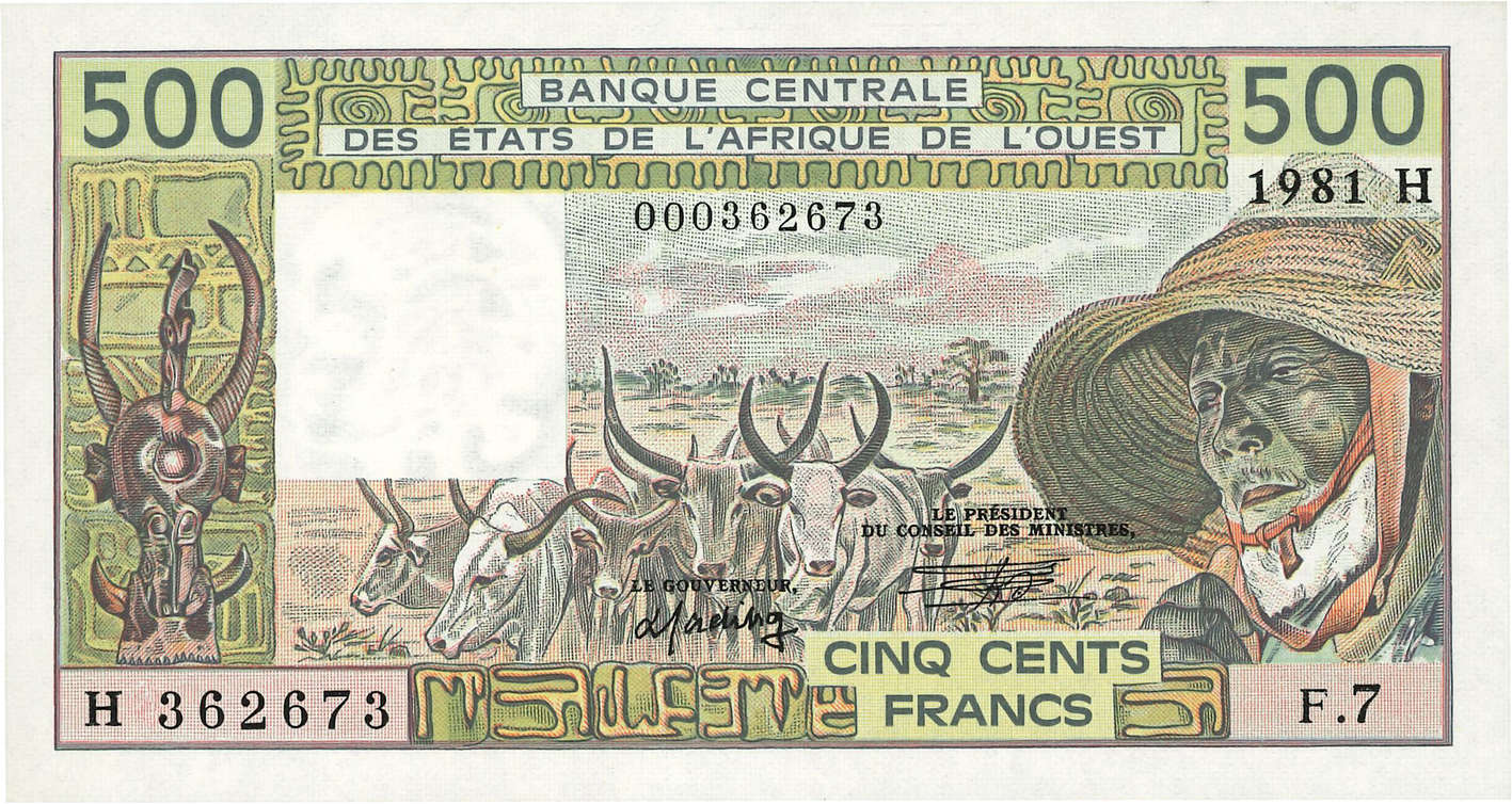 500 Francs Fauté ÉTATS DE L AFRIQUE DE L OUEST  1981 P.606Hc NEUF