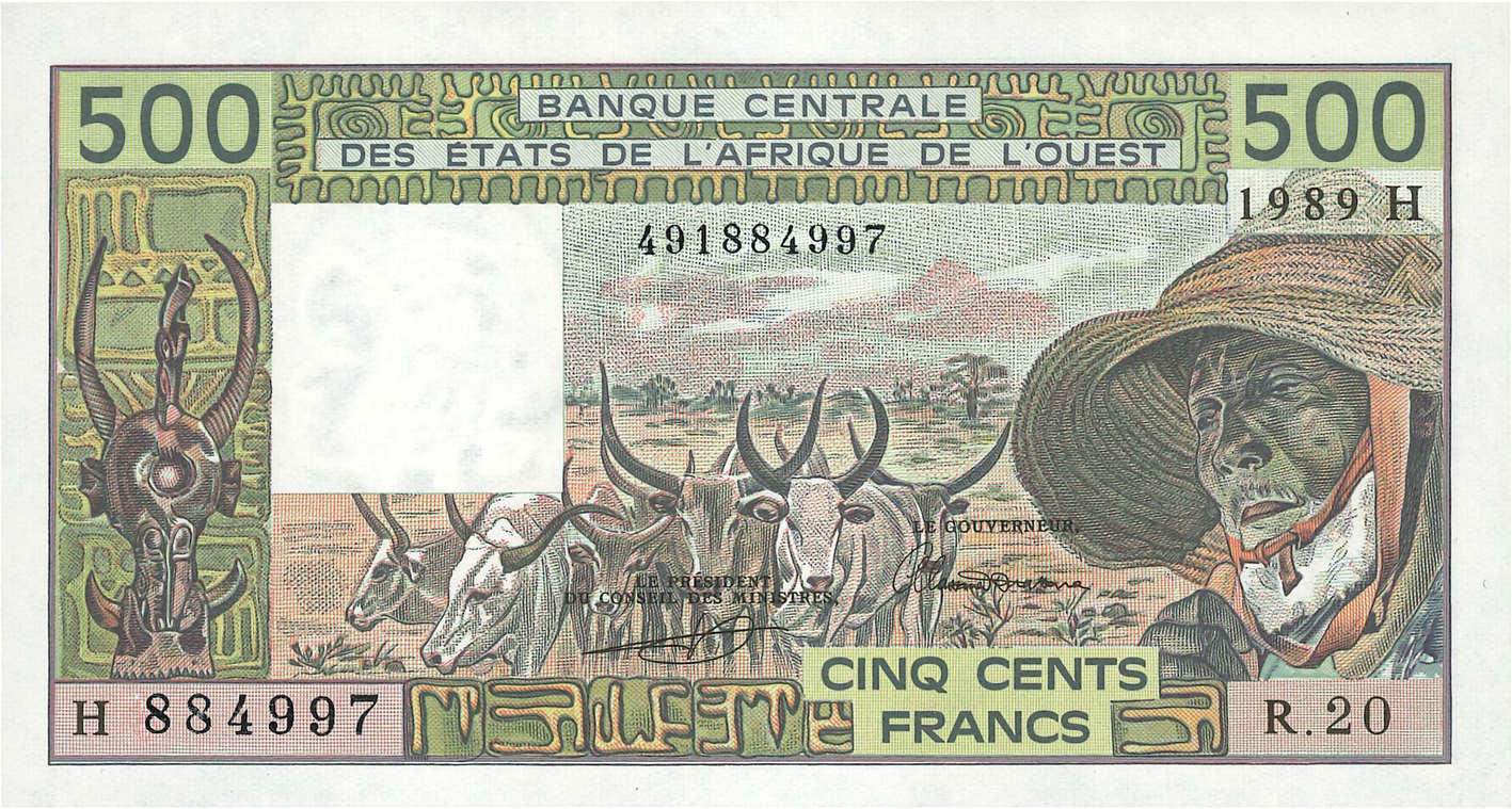 500 Francs ESTADOS DEL OESTE AFRICANO  1989 P.606Hk FDC