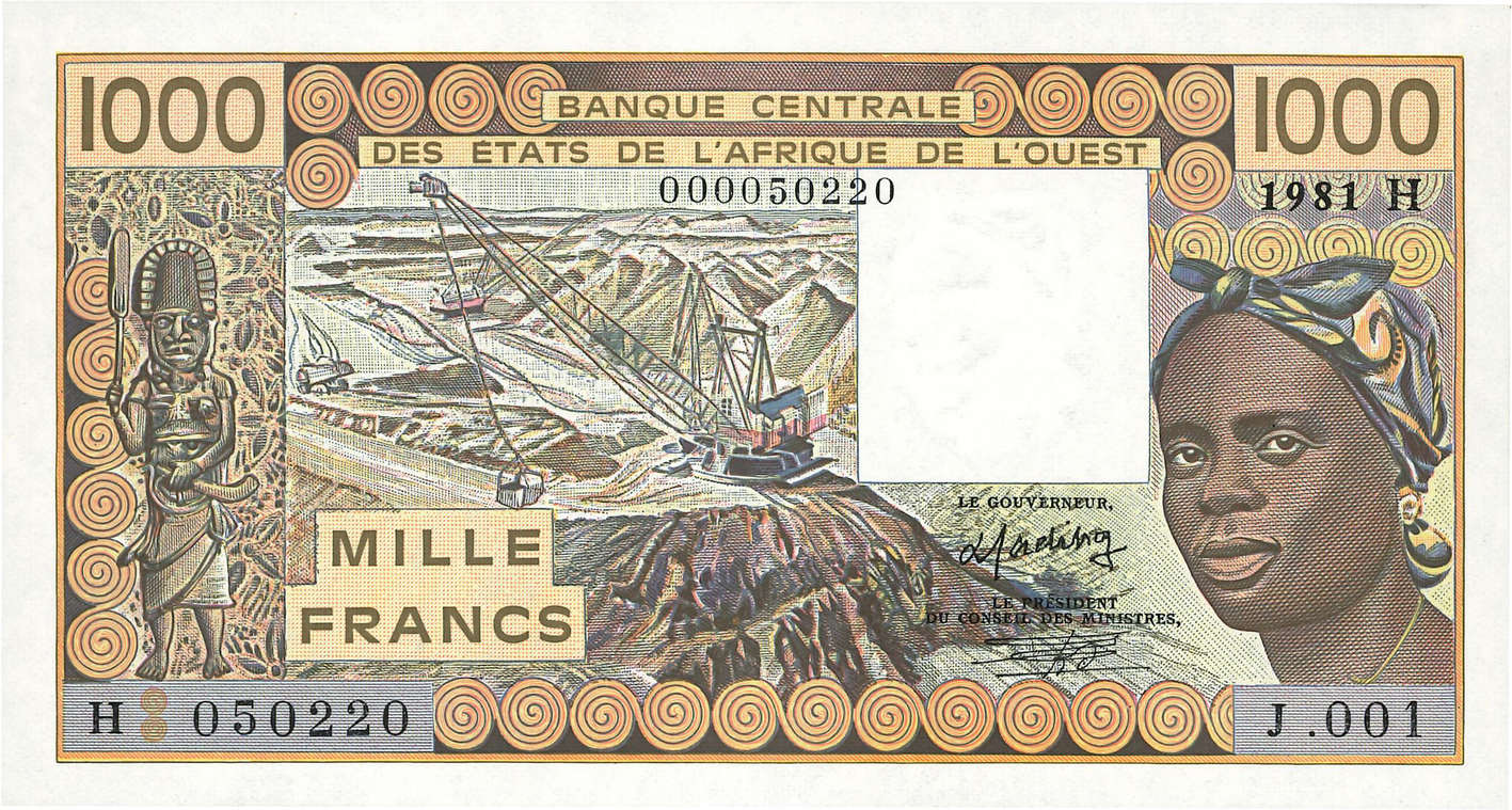 1000 Francs WEST AFRIKANISCHE STAATEN  1981 P.607Hb ST