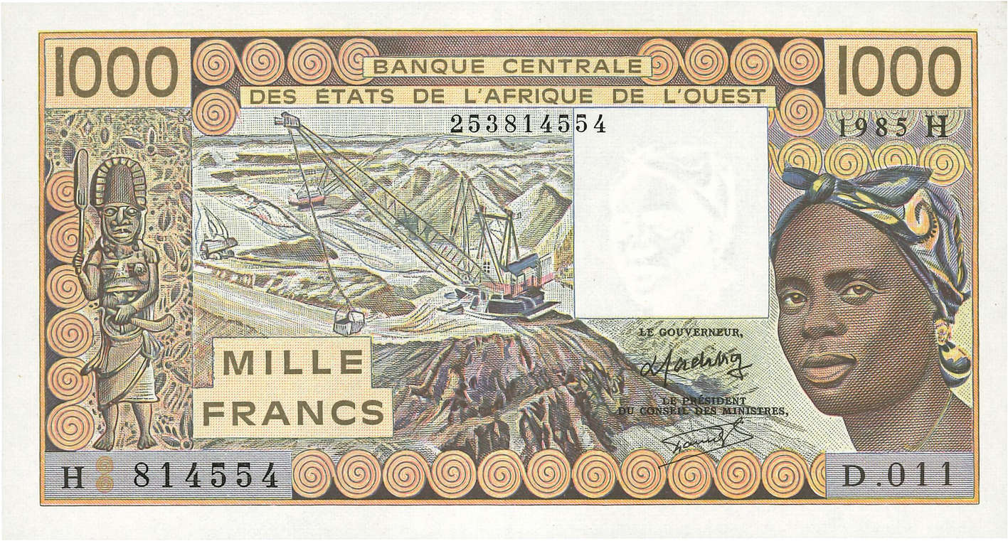 1000 Francs ÉTATS DE L AFRIQUE DE L OUEST  1985 P.607Hf NEUF