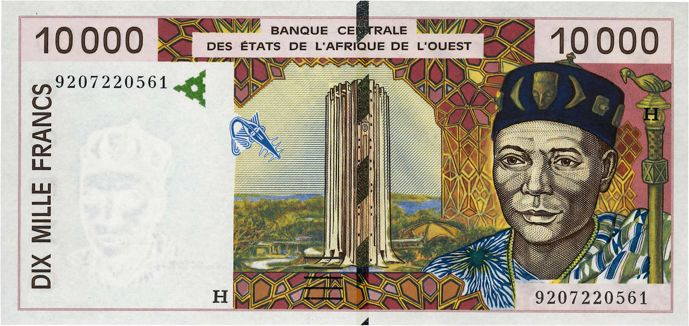 10000 Francs WEST AFRIKANISCHE STAATEN  1992 P.614Ha fST+