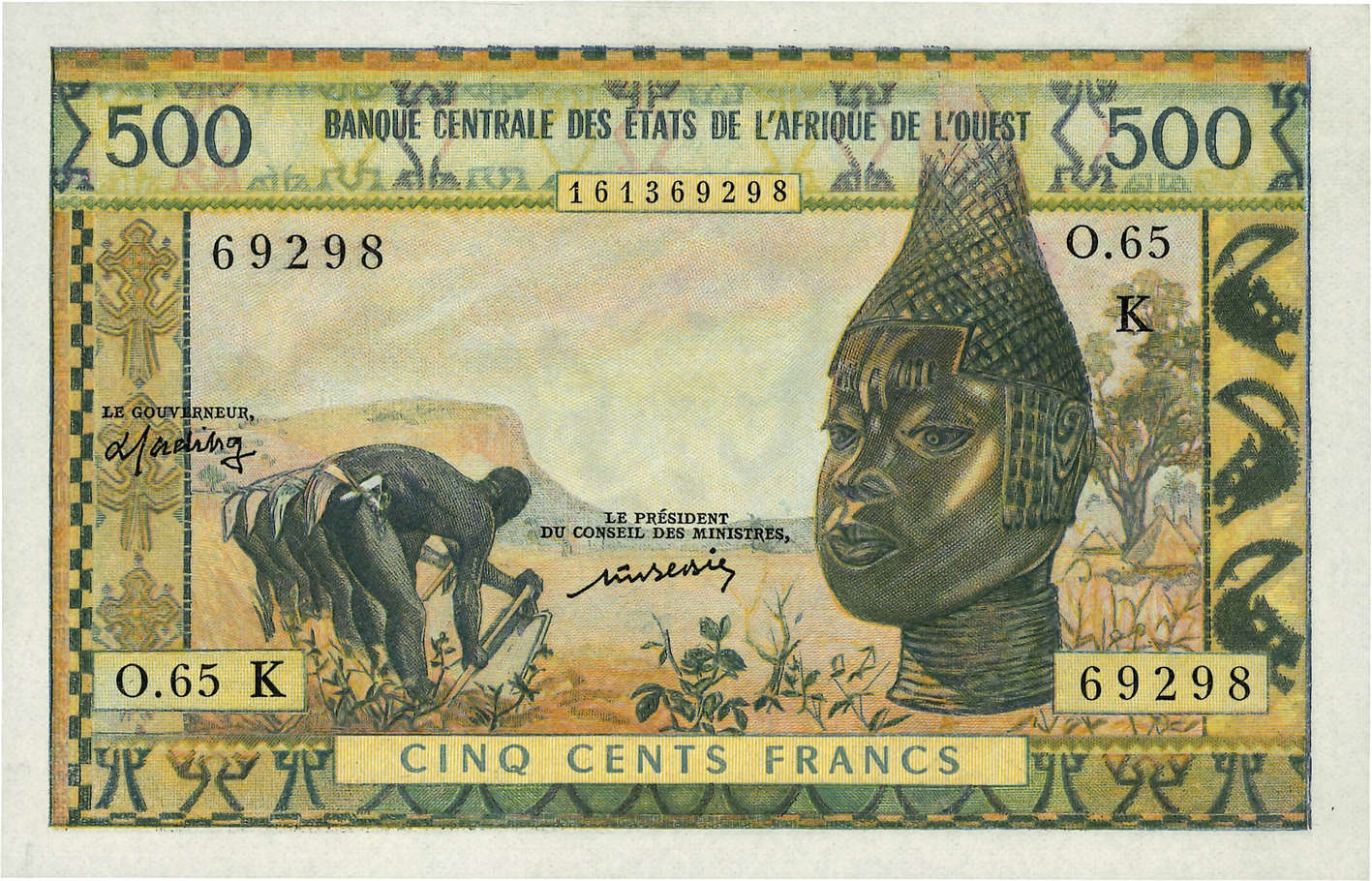 500 Francs WEST AFRIKANISCHE STAATEN  1977 P.702Km ST