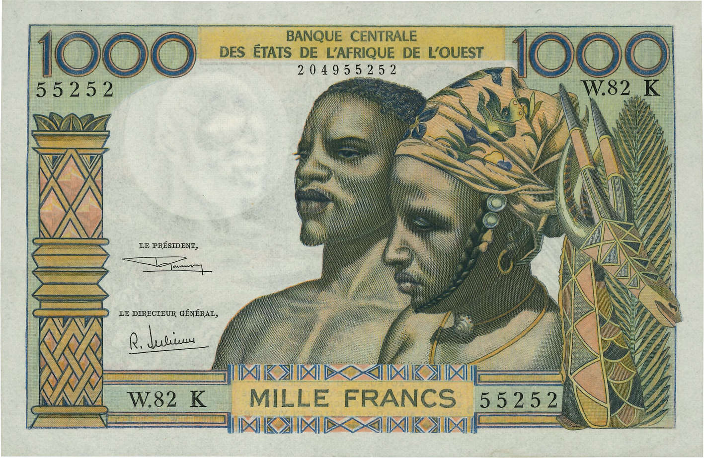 1000 Francs ÉTATS DE L AFRIQUE DE L OUEST  1965 P.703Kg SPL