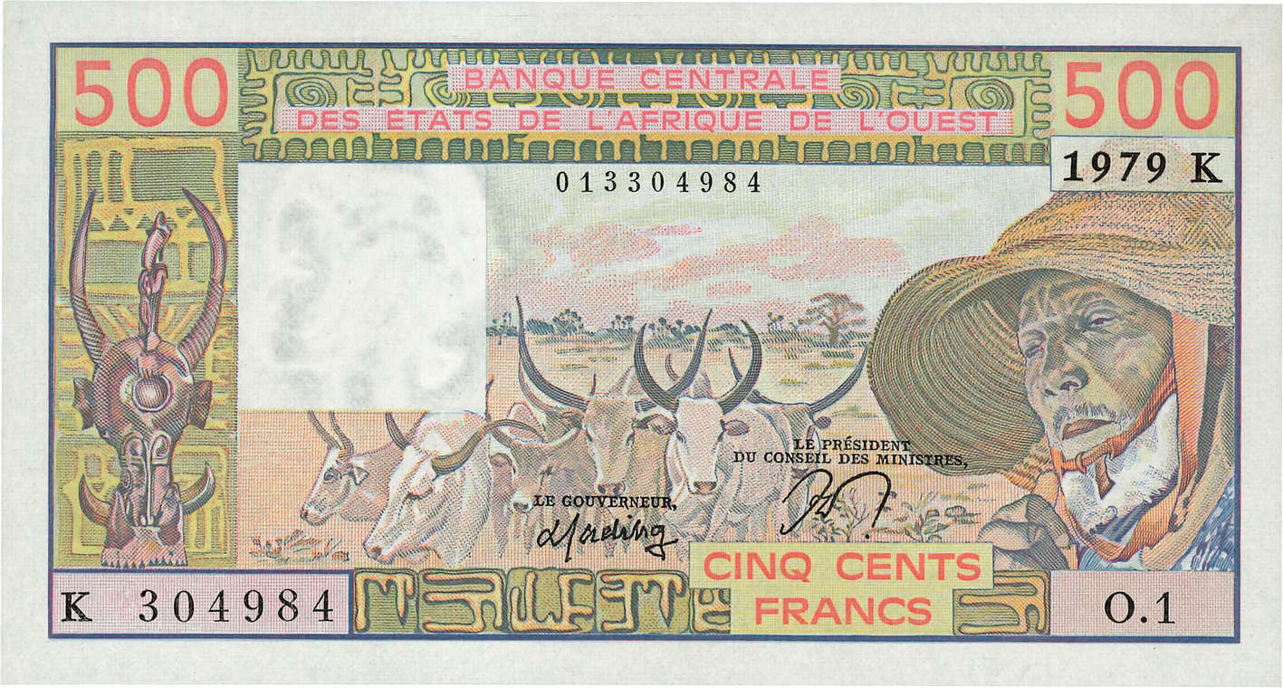 500 Francs STATI AMERICANI AFRICANI  1979 P.705Ka FDC