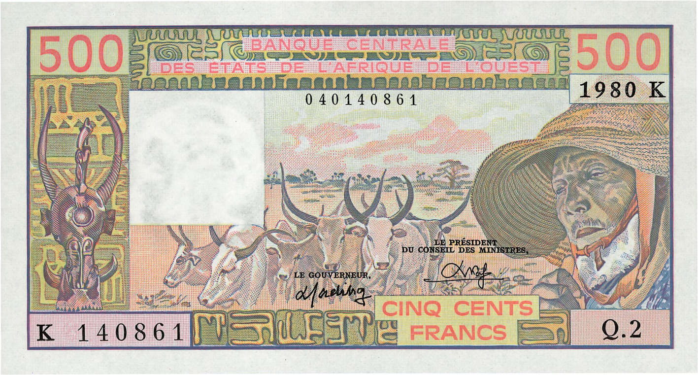 500 Francs STATI AMERICANI AFRICANI  1980 P.705Kb q.FDC