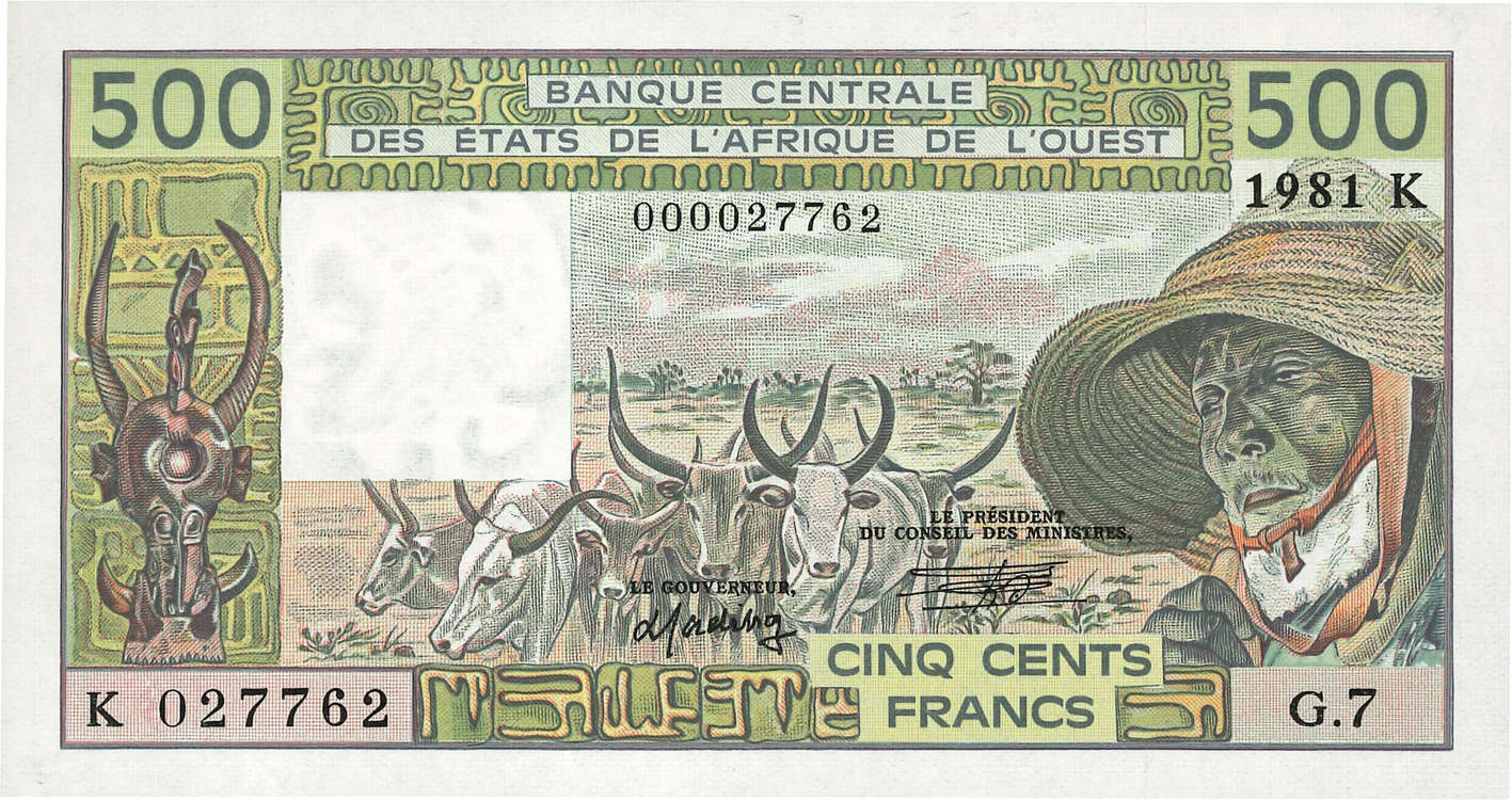 500 Francs Fauté ÉTATS DE L AFRIQUE DE L OUEST  1981 P.706Kc pr.NEUF