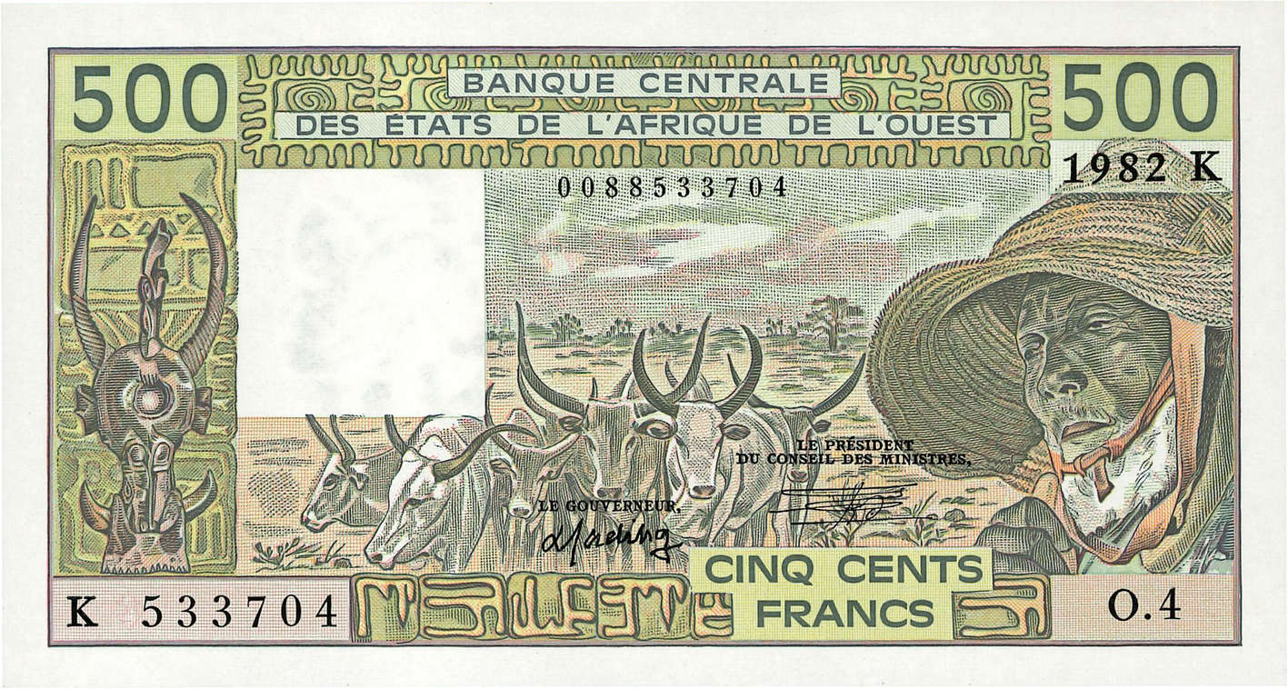 500 Francs ÉTATS DE L AFRIQUE DE L OUEST  1982 P.706Kd pr.NEUF