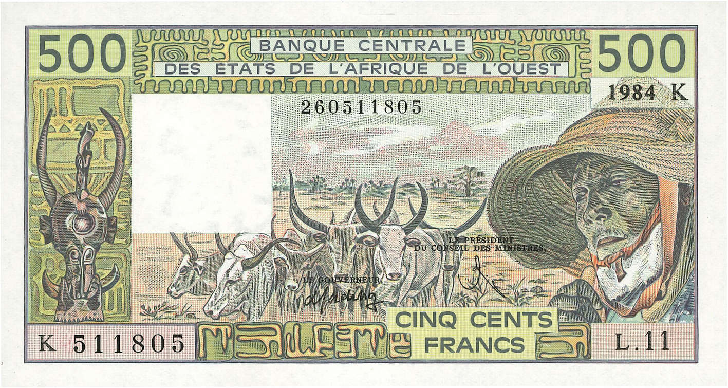 500 Francs WEST AFRIKANISCHE STAATEN  1984 P.706Kg ST