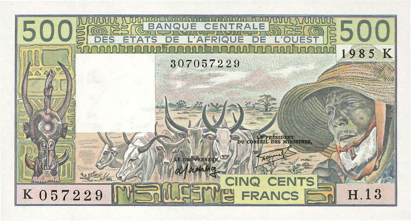 500 Francs STATI AMERICANI AFRICANI  1985 P.706Kh q.FDC