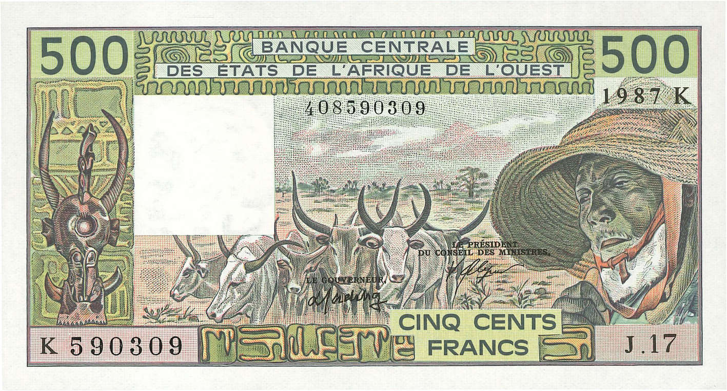 500 Francs WEST AFRICAN STATES  1987 P.706Kj UNC