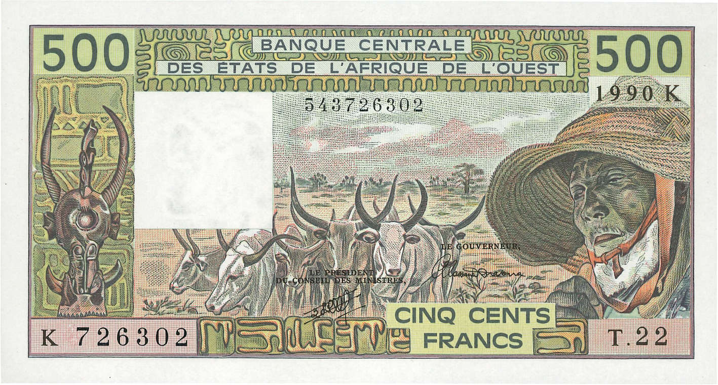 500 Francs WEST AFRIKANISCHE STAATEN  1990 P.706Kl fST+