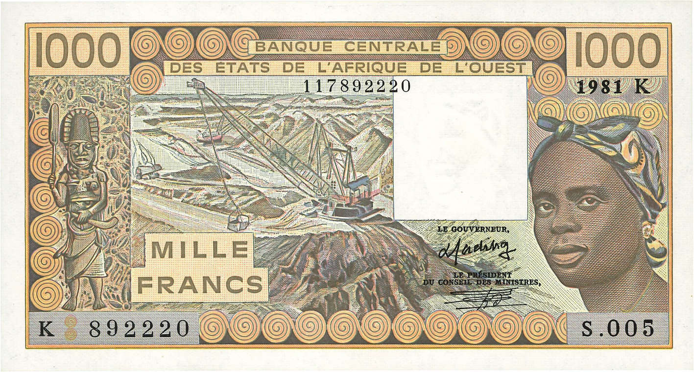 1000 Francs ÉTATS DE L AFRIQUE DE L OUEST  1981 P.707Kb SPL