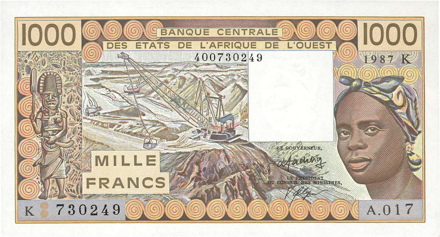 1000 Francs ÉTATS DE L AFRIQUE DE L OUEST  1987 P.707Kh pr.NEUF