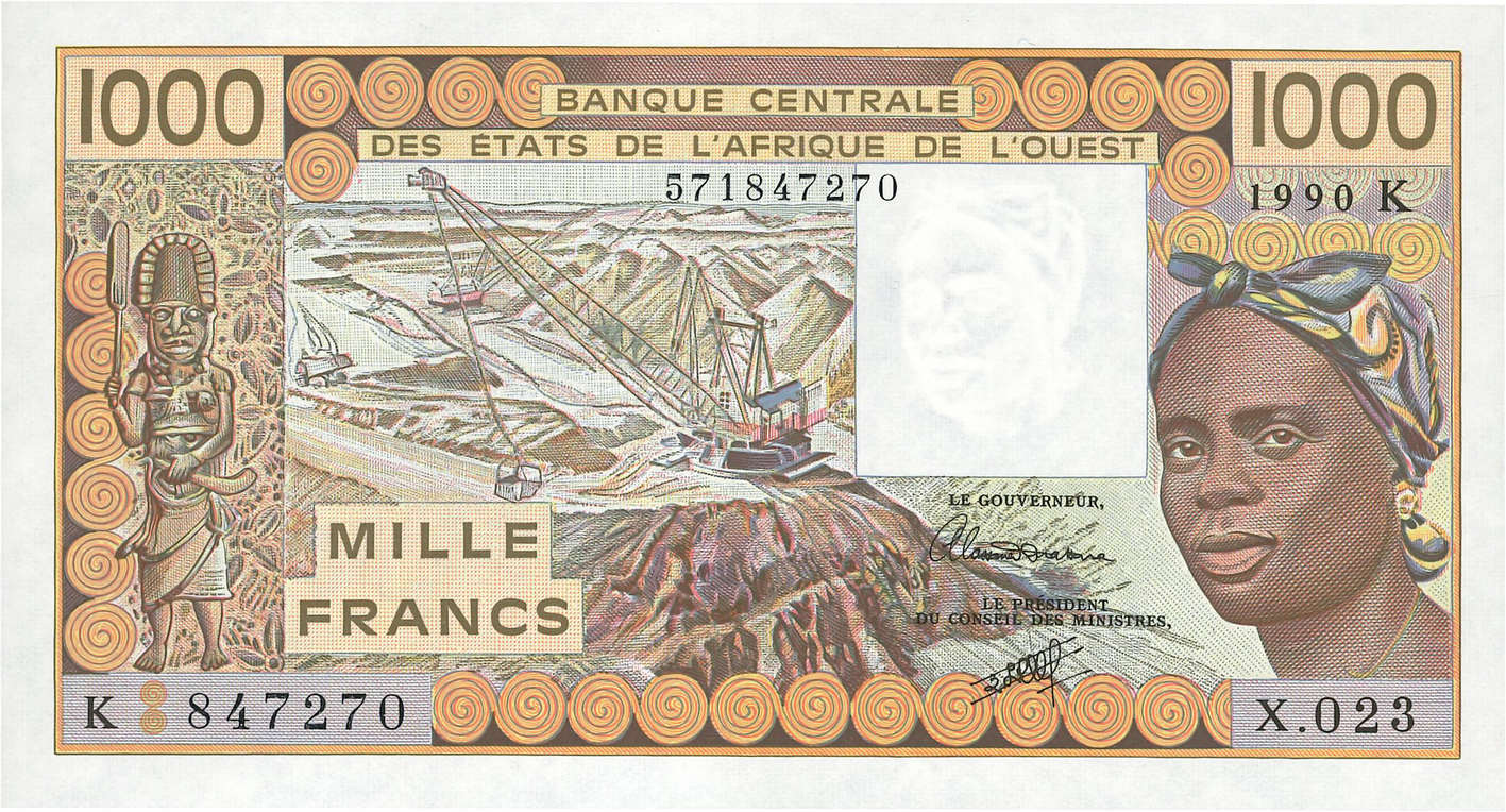 1000 Francs ÉTATS DE L AFRIQUE DE L OUEST  1990 P.707Kj NEUF