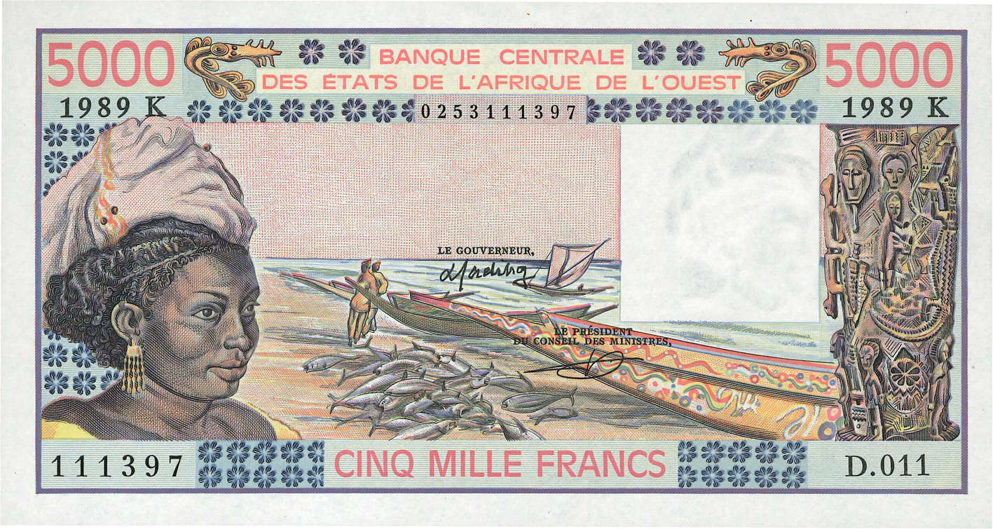 1000 Francs ÉTATS DE L AFRIQUE DE L OUEST  1989 P.708Ke pr.NEUF