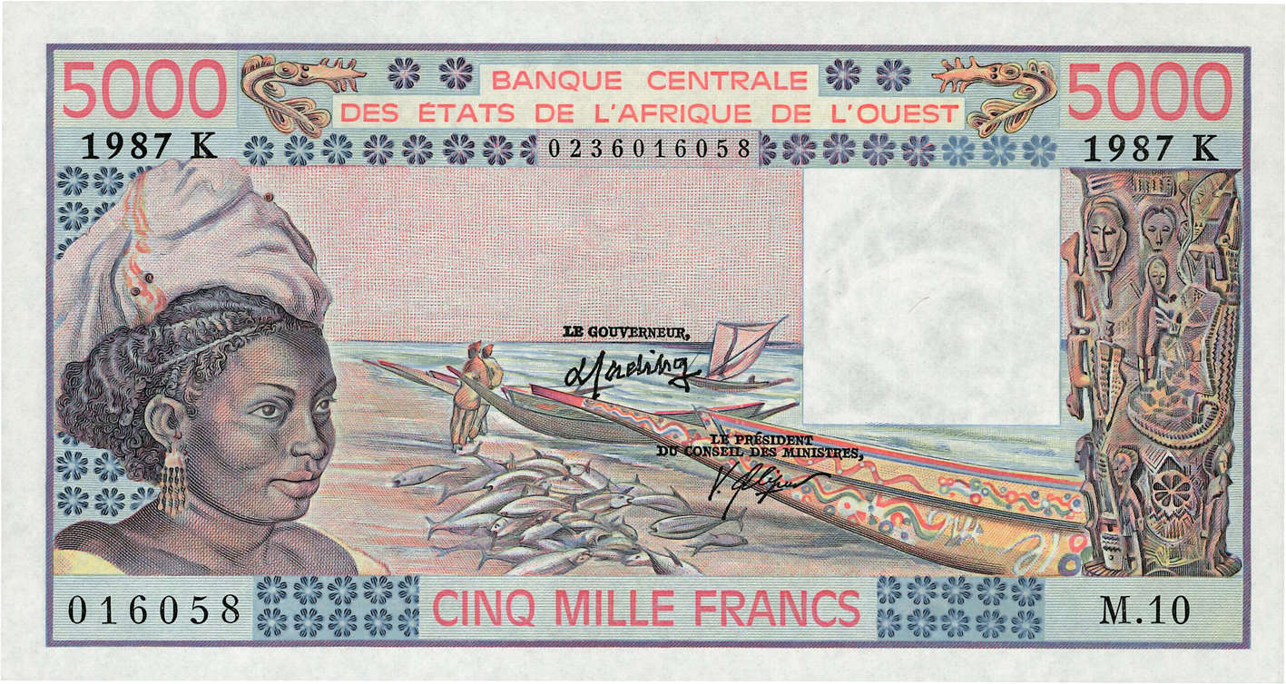 5000 Francs ÉTATS DE L AFRIQUE DE L OUEST  1987 P.708Kl pr.NEUF