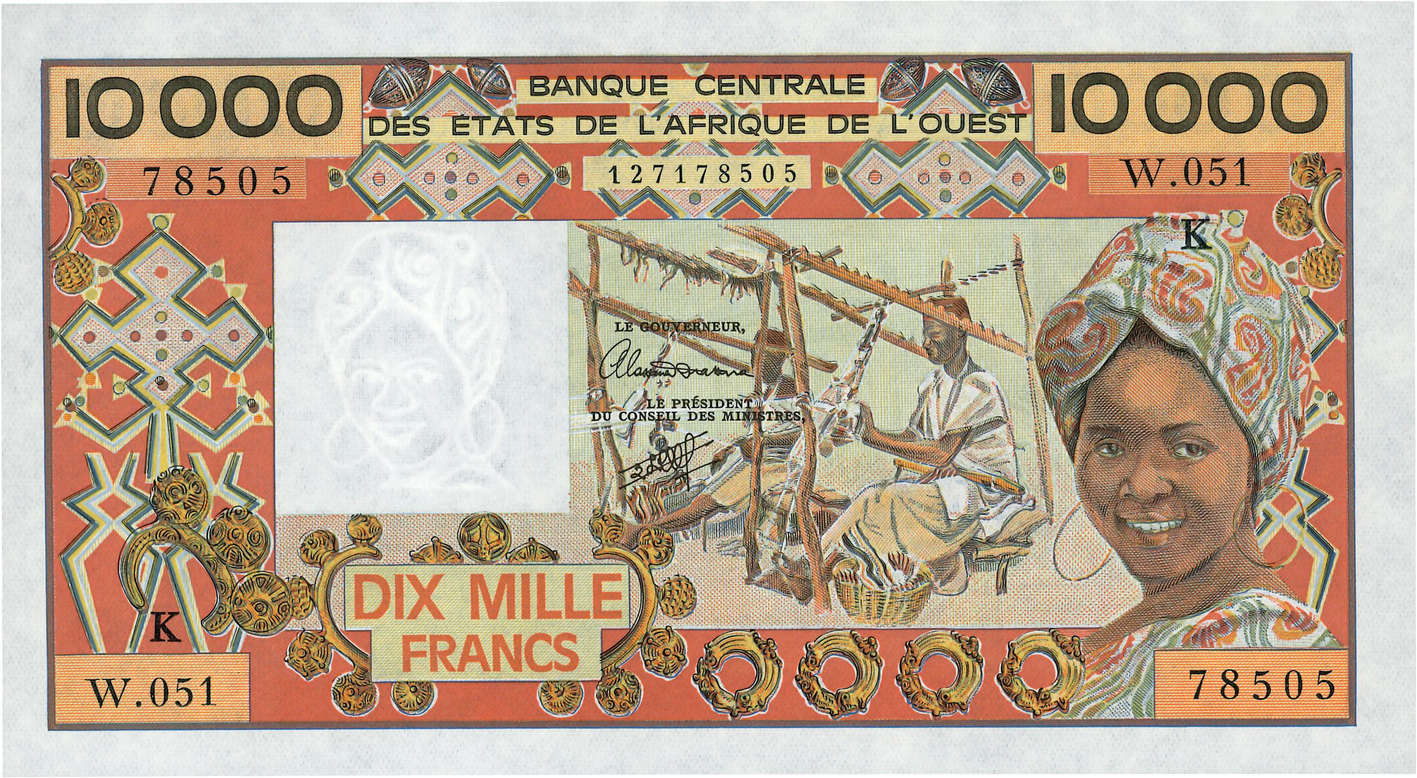 10000 Francs ÉTATS DE L AFRIQUE DE L OUEST  1991 P.709Kl NEUF