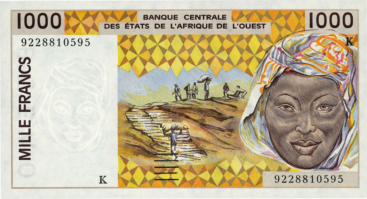 1000 Francs WEST AFRIKANISCHE STAATEN  1992 P.711Kb ST