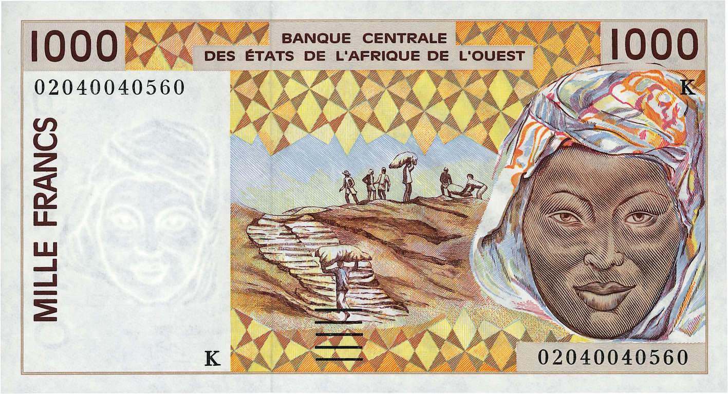 1000 Francs ESTADOS DEL OESTE AFRICANO  2002 P.711Kl FDC