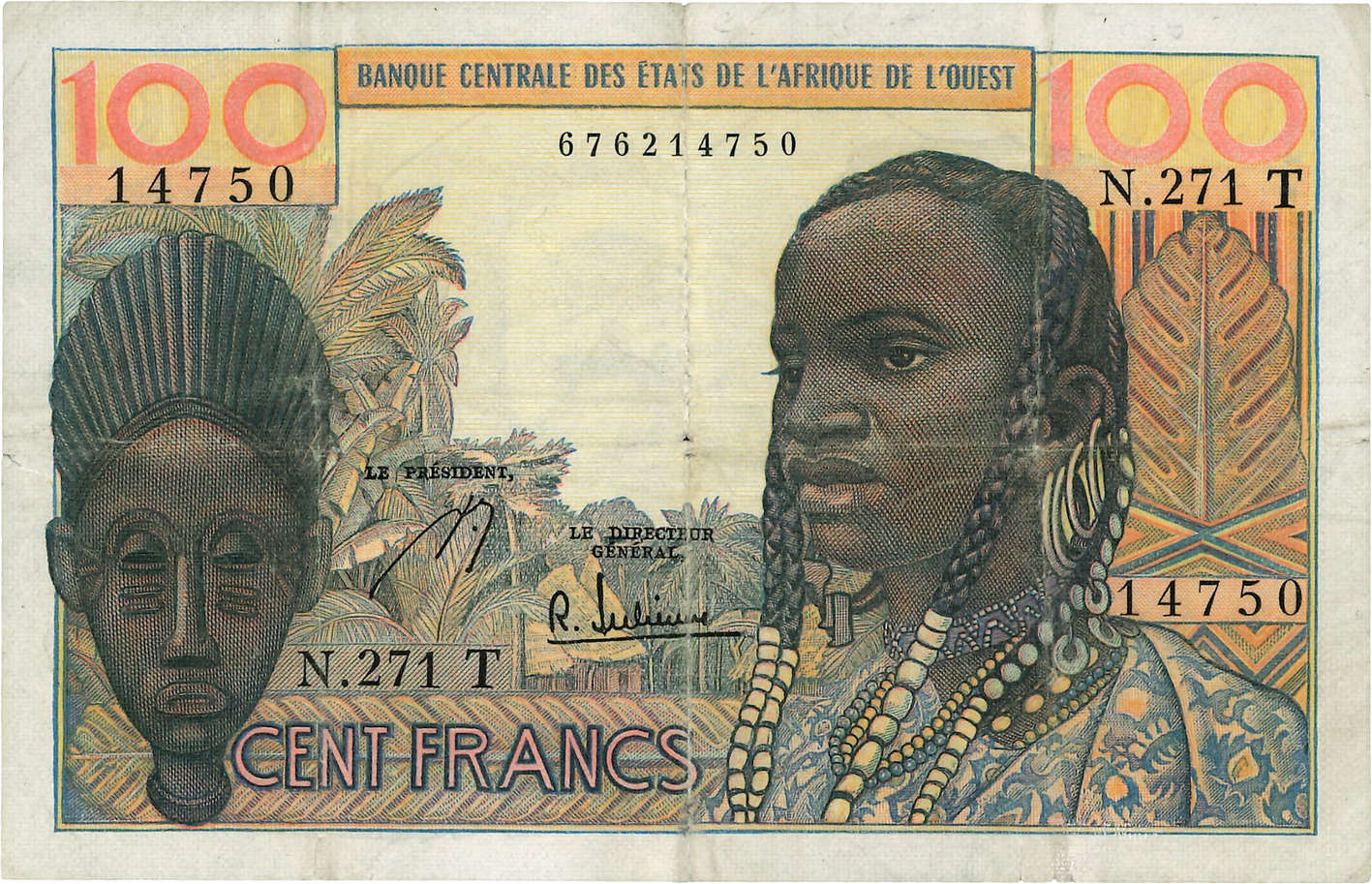 100 Francs ESTADOS DEL OESTE AFRICANO  1965 P.801Tg BC+