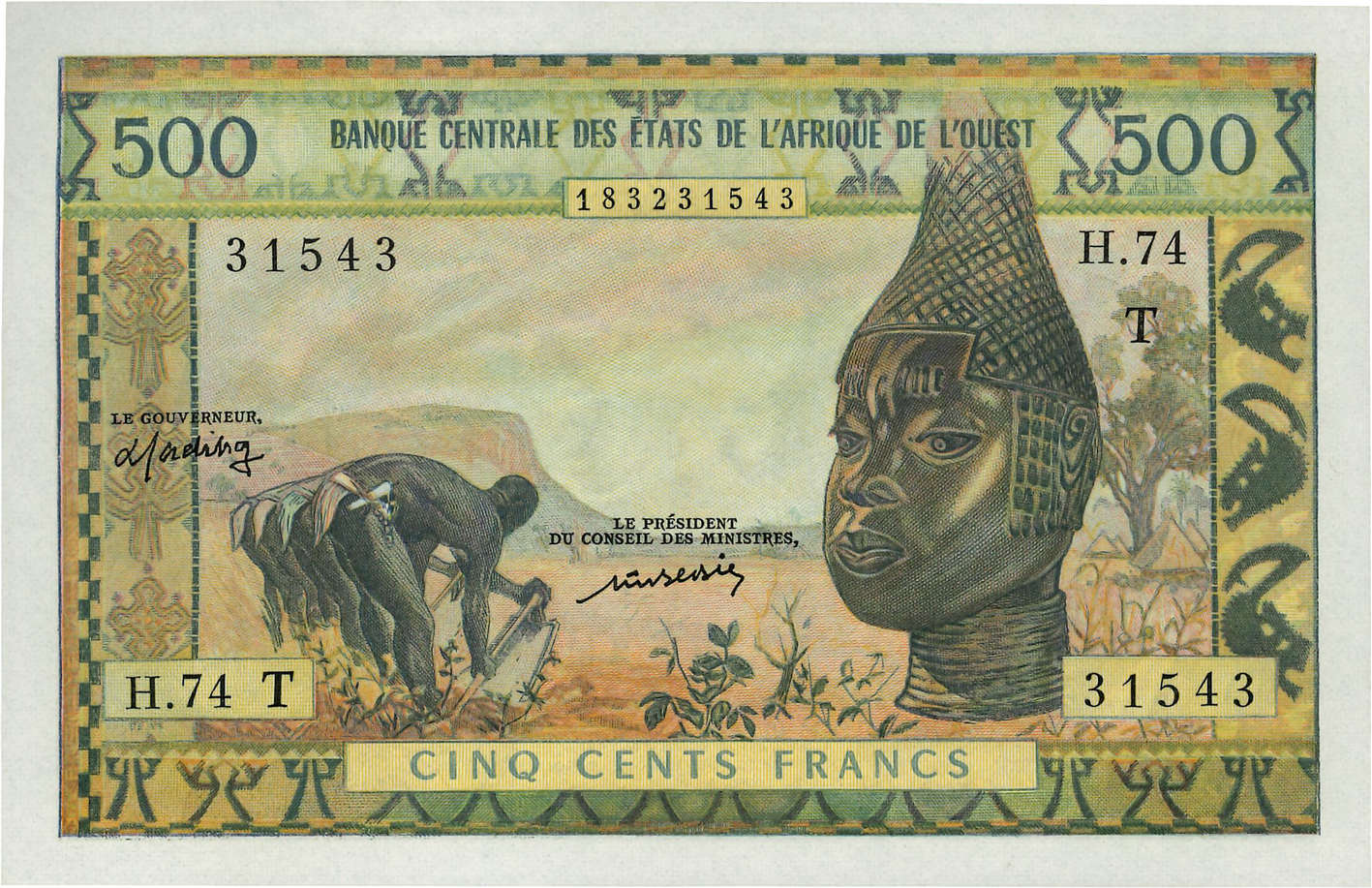 500 Francs ESTADOS DEL OESTE AFRICANO  1977 P.802Tm SC+
