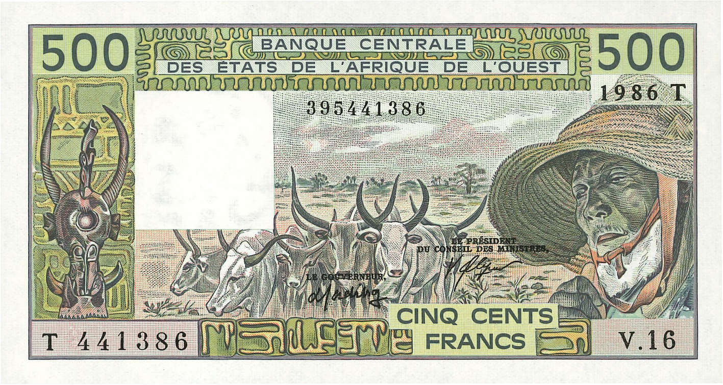 500 Francs ÉTATS DE L AFRIQUE DE L OUEST  1986 P.806Ti pr.NEUF