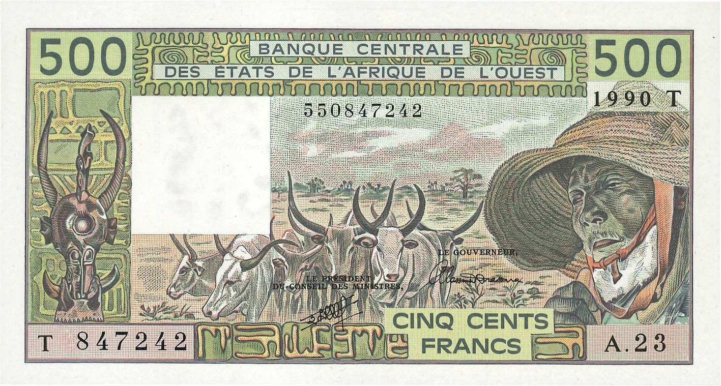 500 Francs STATI AMERICANI AFRICANI  1990 P.806Tk FDC
