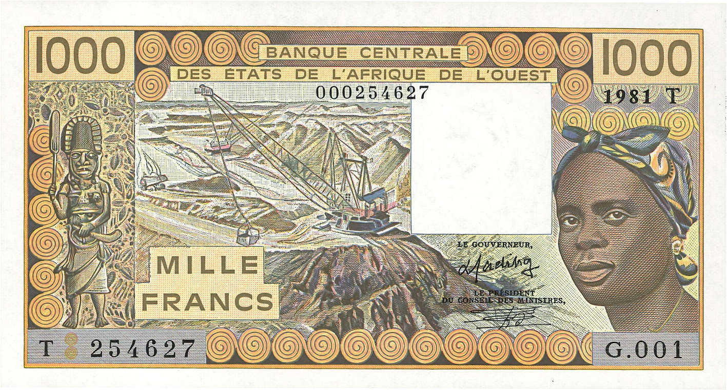 1000 Francs Fauté STATI AMERICANI AFRICANI  1981 P.807Tb q.FDC