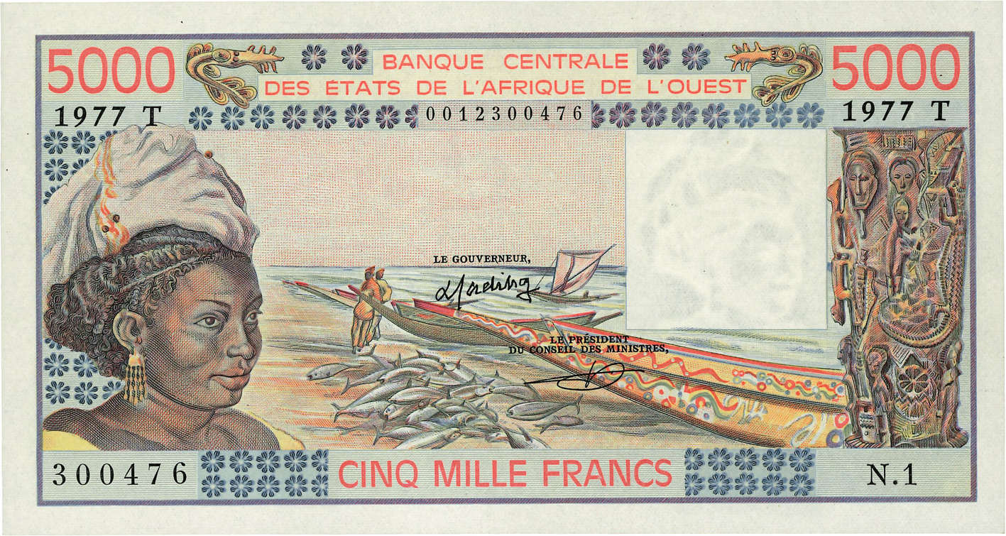 5000 Francs ESTADOS DEL OESTE AFRICANO  1977 P.808Tc FDC
