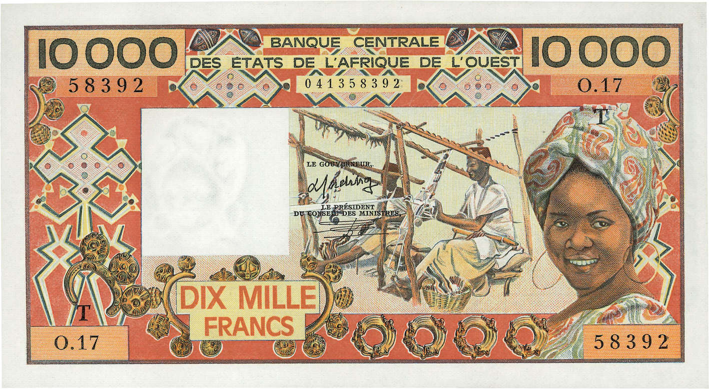 10000 Francs WEST AFRICAN STATES  1982 P.809Te AU