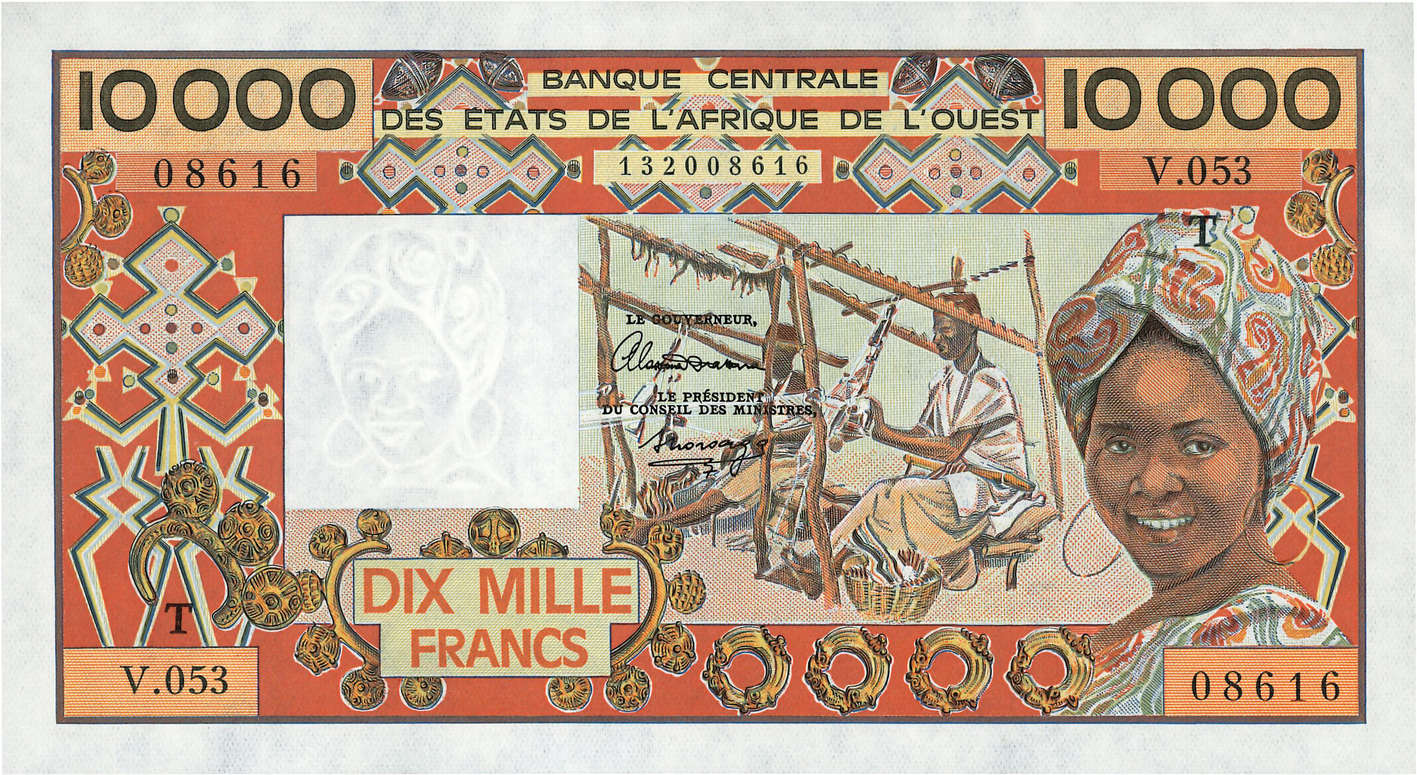10000 Francs WEST AFRICAN STATES  1992 P.809Tl UNC