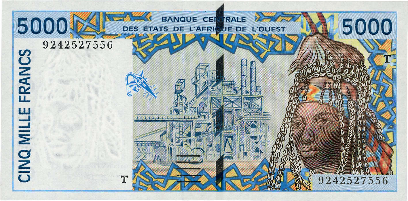 5000 Francs STATI AMERICANI AFRICANI  1992 P.813Ta FDC
