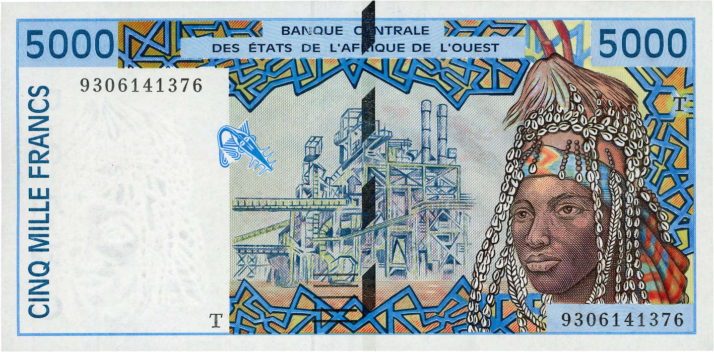 5000 Francs STATI AMERICANI AFRICANI  1993 P.813Tb q.FDC