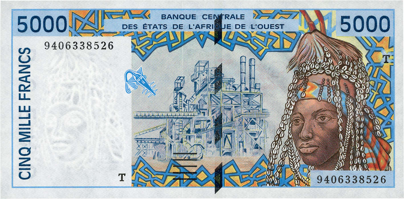 5000 Francs WEST AFRIKANISCHE STAATEN  1994 P.813Tc fST+
